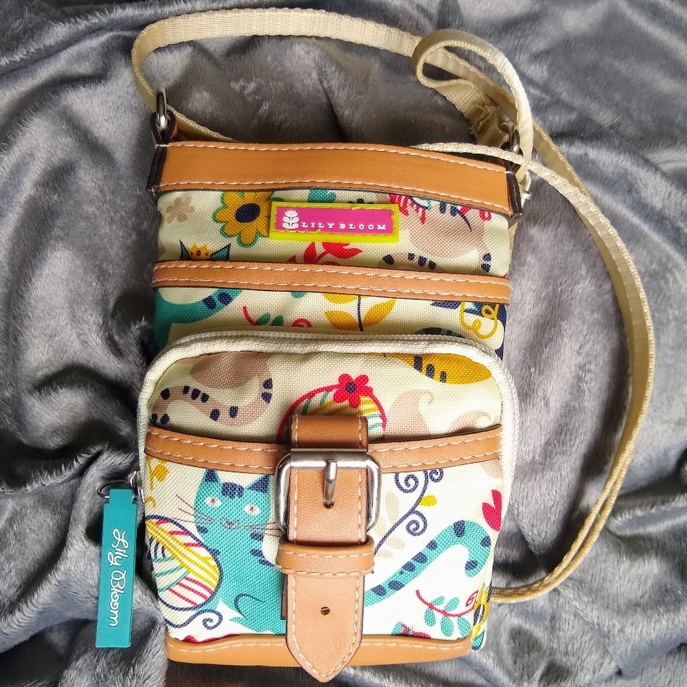 Lily Bloom | Cats & Floral Crossbody Purse | NWOT